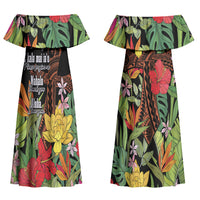 Mahalo Hawaii Ho'oponopono Pule Couples Matching Off Shoulder Maxi Dress and Hawaiian Shirt Polynesian Pattern Cross LT7 - Polynesian Pride