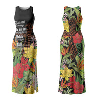 Mahalo Hawaii Ho'oponopono Pule Couples Matching Tank Maxi Dress and Long Sleeve Button Shirt Polynesian Pattern Cross LT7 - Polynesian Pride