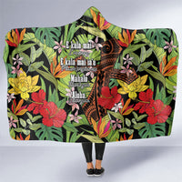Mahalo Hawaii Ho'oponopono Pule Hooded Blanket Polynesian Pattern Cross LT7 One Size Black - Polynesian Pride