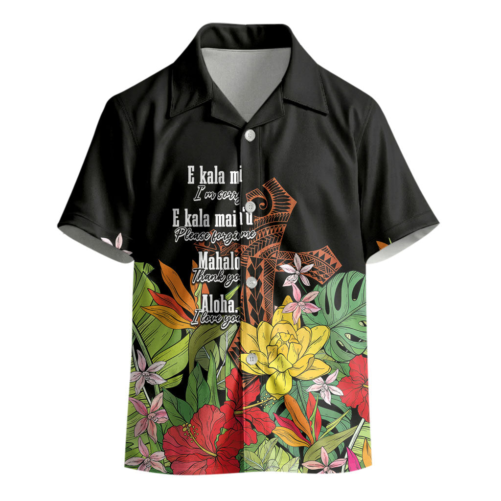 Mahalo Hawaii Ho'oponopono Pule Kid Hawaiian Shirt Polynesian Pattern Cross LT7 - Polynesian Pride