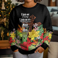 Mahalo Hawaii Ho'oponopono Pule Kid Ugly Christmas Sweater Polynesian Pattern Cross