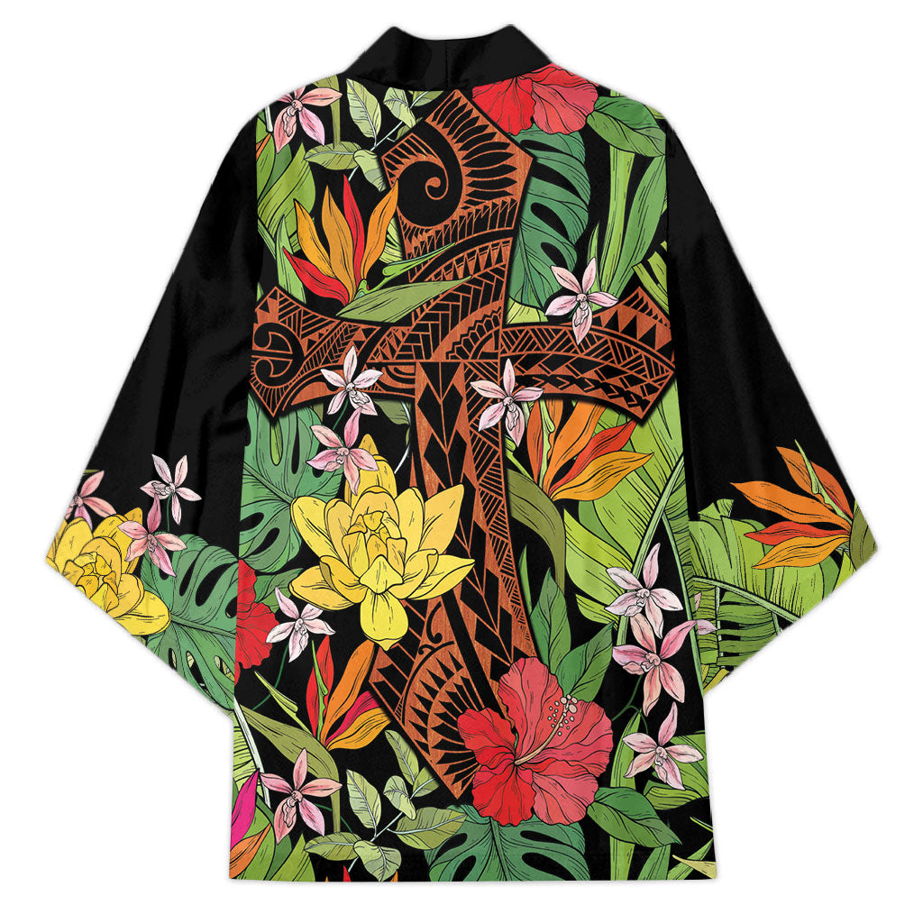 Mahalo Hawaii Ho'oponopono Pule Kimono Polynesian Pattern Cross LT7 - Polynesian Pride