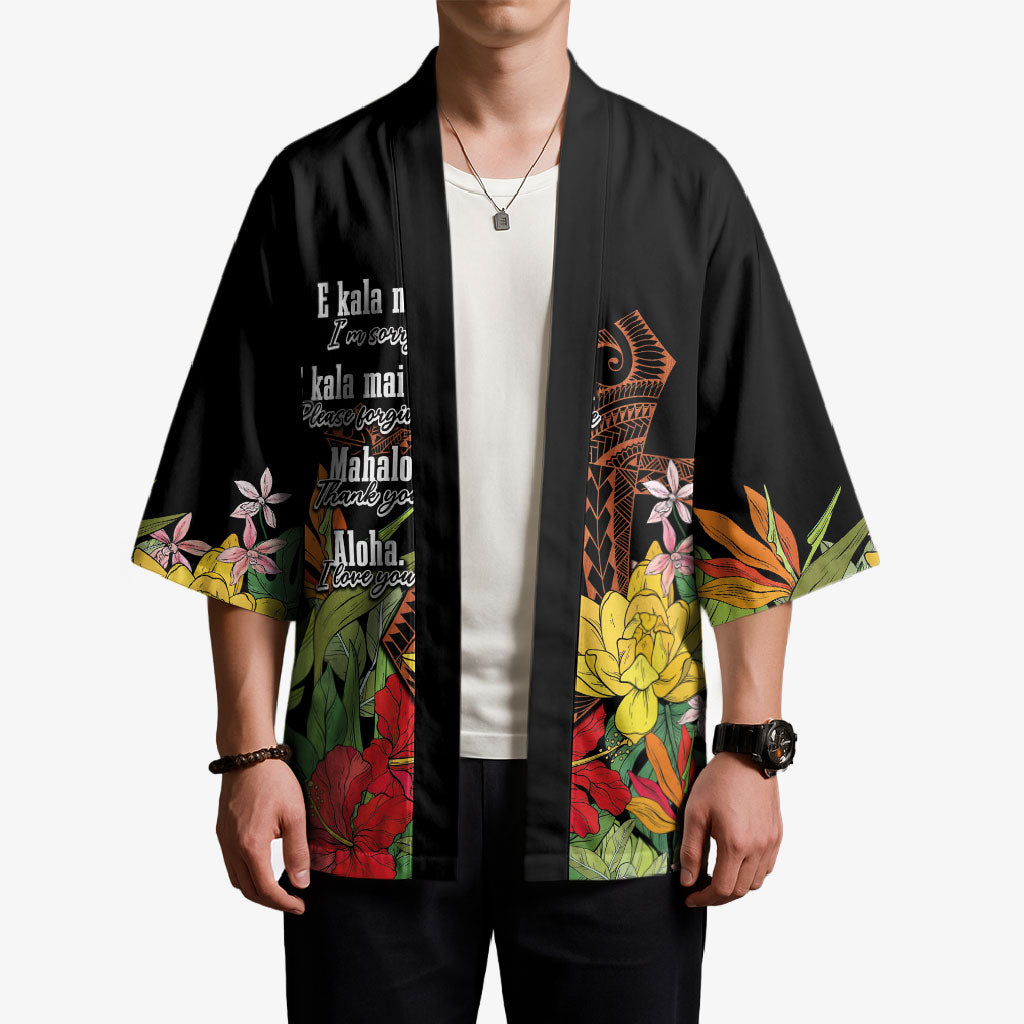 Mahalo Hawaii Ho'oponopono Pule Kimono Polynesian Pattern Cross LT7 - Polynesian Pride