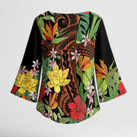 Mahalo Hawaii Ho'oponopono Pule Kimono Sleeve Blouse Polynesian Pattern Cross LT7 - Polynesian Pride