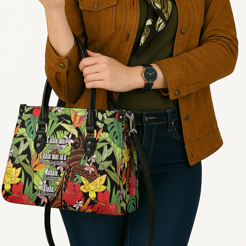 Mahalo Hawaii Ho'oponopono Pule Leather Bag Polynesian Pattern Cross LT7 - Polynesian Pride