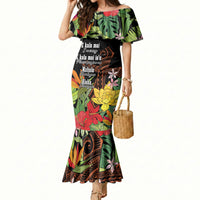 Mahalo Hawaii Ho'oponopono Pule Mermaid Dress Polynesian Pattern Cross LT7 Women Black - Polynesian Pride