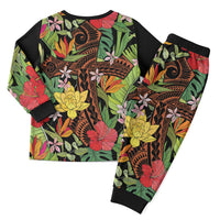 Mahalo Hawaii Ho'oponopono Pule Christmas Pajama Set Polynesian Pattern Cross