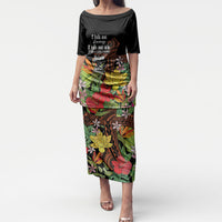 Mahalo Hawaii Ho'oponopono Pule Puletasi Polynesian Pattern Cross LT7 Long Dress Black - Polynesian Pride