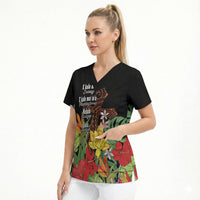 Mahalo Hawaii Ho'oponopono Pule Scrub Top Polynesian Pattern Cross LT7 - Polynesian Pride