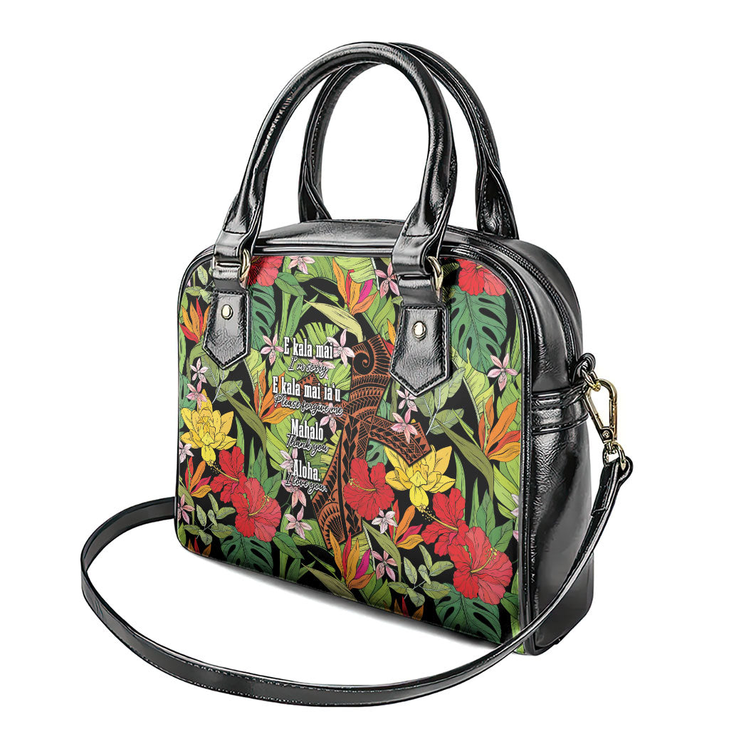 Mahalo Hawaii Ho'oponopono Pule Shoulder Handbag Polynesian Pattern Cross LT7 - Polynesian Pride