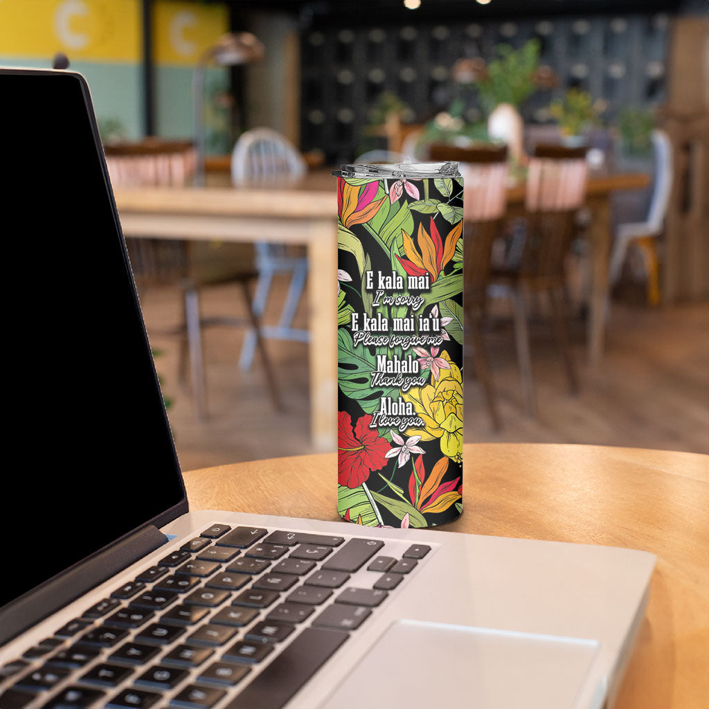 Mahalo Hawaii Ho'oponopono Pule Skinny Tumbler Polynesian Pattern Cross LT7 - Polynesian Pride