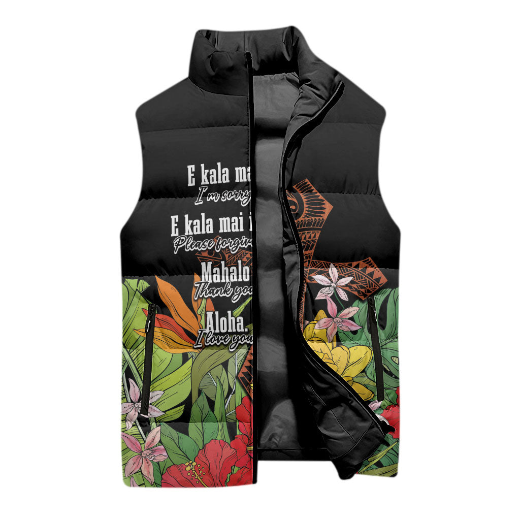 Mahalo Hawaii Ho'oponopono Pule Sleeveless Puffer Jacket Polynesian Pattern Cross LT7 - Polynesian Pride