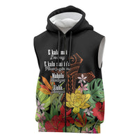 Mahalo Hawaii Ho'oponopono Pule Sleeveless Zip Hoodie Polynesian Pattern Cross LT7 Black - Polynesian Pride