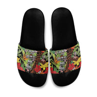 Mahalo Hawaii Ho'oponopono Pule Slide Sandals Polynesian Pattern Cross LT7 Black - Polynesian Pride