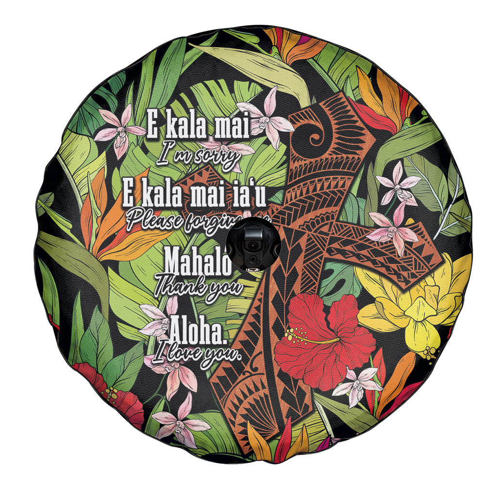 Mahalo Hawaii Ho'oponopono Pule Spare Tire Cover Polynesian Pattern Cross LT7 - Polynesian Pride