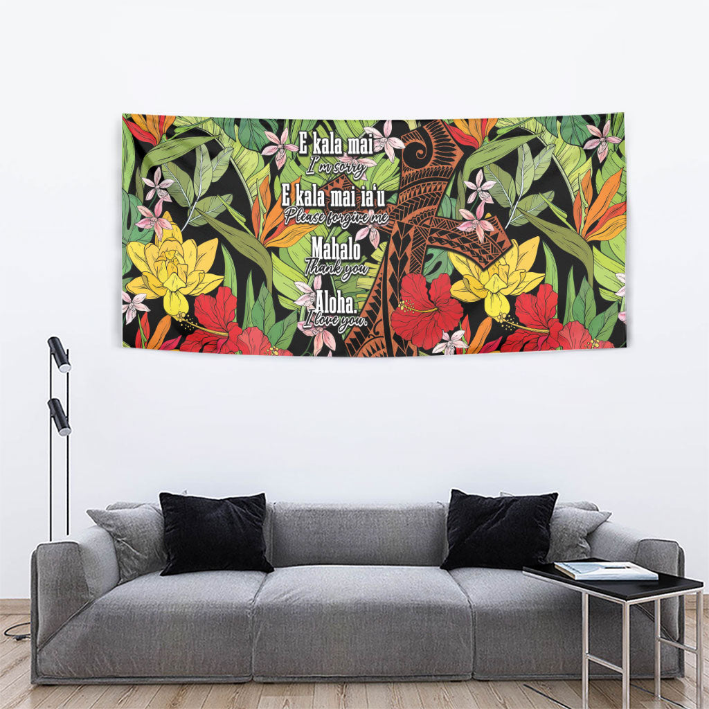 Mahalo Hawaii Ho'oponopono Pule Tapestry Polynesian Pattern Cross LT7 - Polynesian Pride