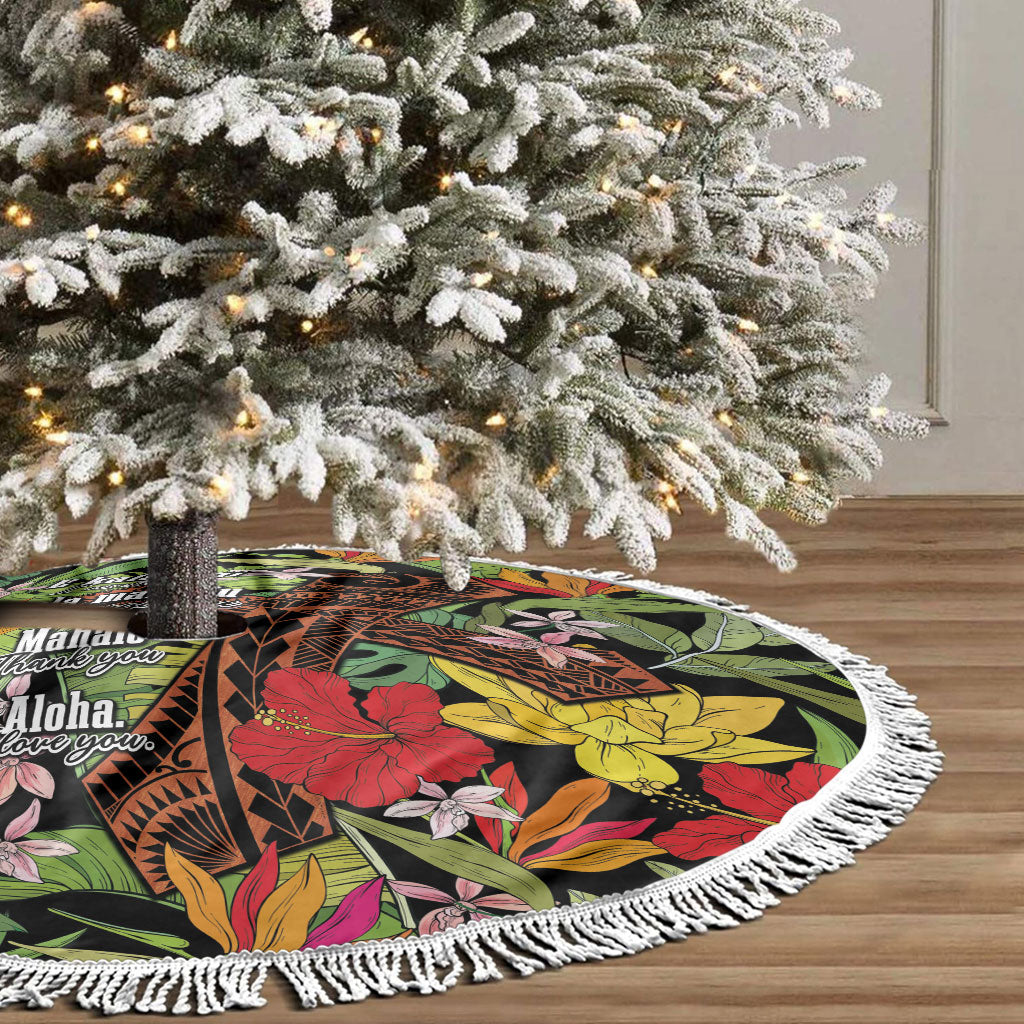 Mahalo Hawaii Ho'oponopono Pule Tree Skirt Polynesian Pattern Cross