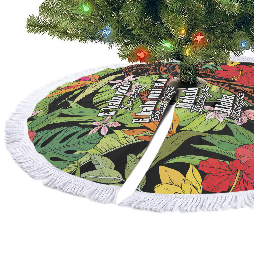 Mahalo Hawaii Ho'oponopono Pule Tree Skirt Polynesian Pattern Cross