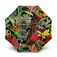 Mahalo Hawaii Ho'oponopono Pule Umbrella Polynesian Pattern Cross LT7 One Size Folded 11.42 inch Opened Diameter 37.4 inch Black - Polynesian Pride