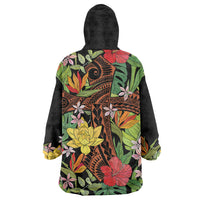Mahalo Hawaii Ho'oponopono Pule Wearable Blanket Hoodie Polynesian Pattern Cross LT7 - Polynesian Pride