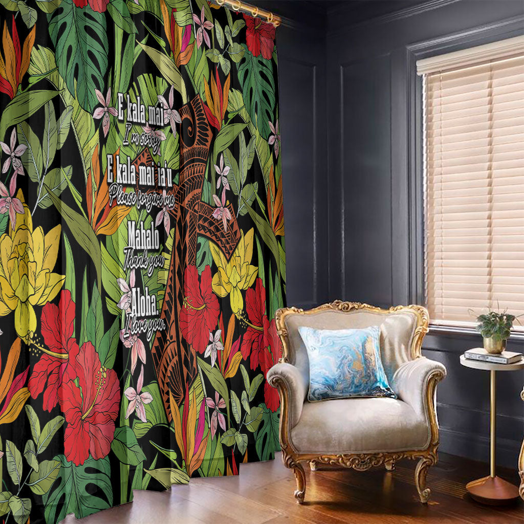 Mahalo Hawaii Ho'oponopono Pule Window Curtain Polynesian Pattern Cross LT7 - Polynesian Pride