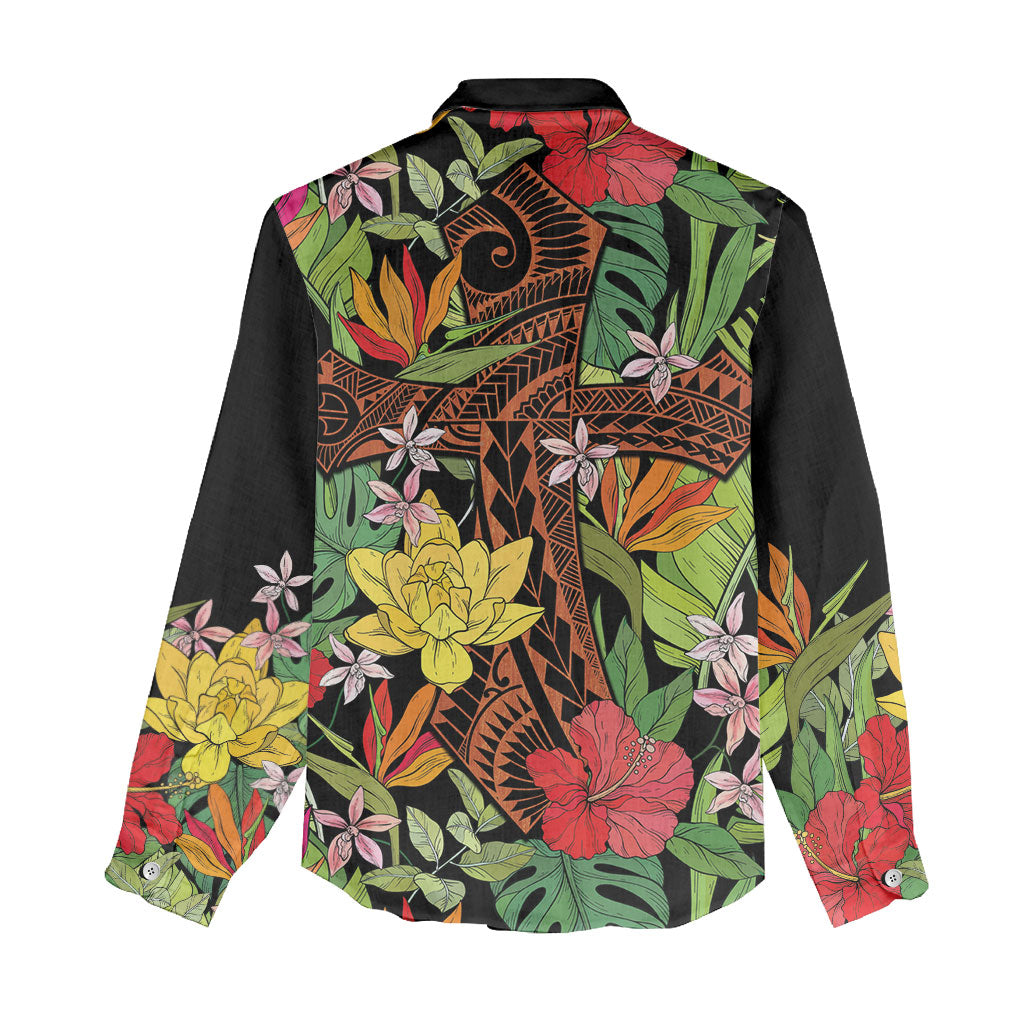 Mahalo Hawaii Ho'oponopono Pule Women Casual Shirt Polynesian Pattern Cross LT7 - Polynesian Pride