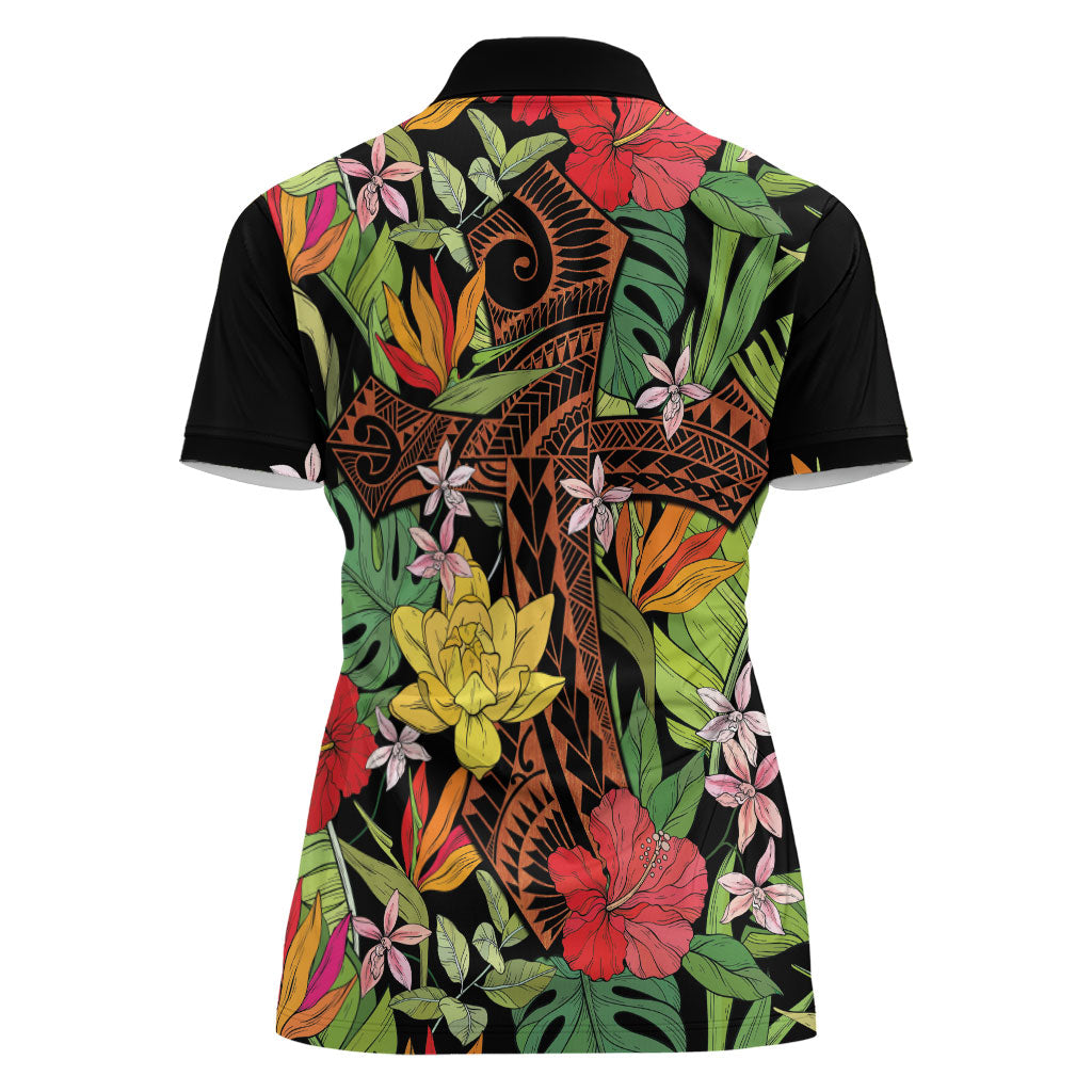 Mahalo Hawaii Ho'oponopono Pule Women Polo Shirt Polynesian Pattern Cross LT7 - Polynesian Pride