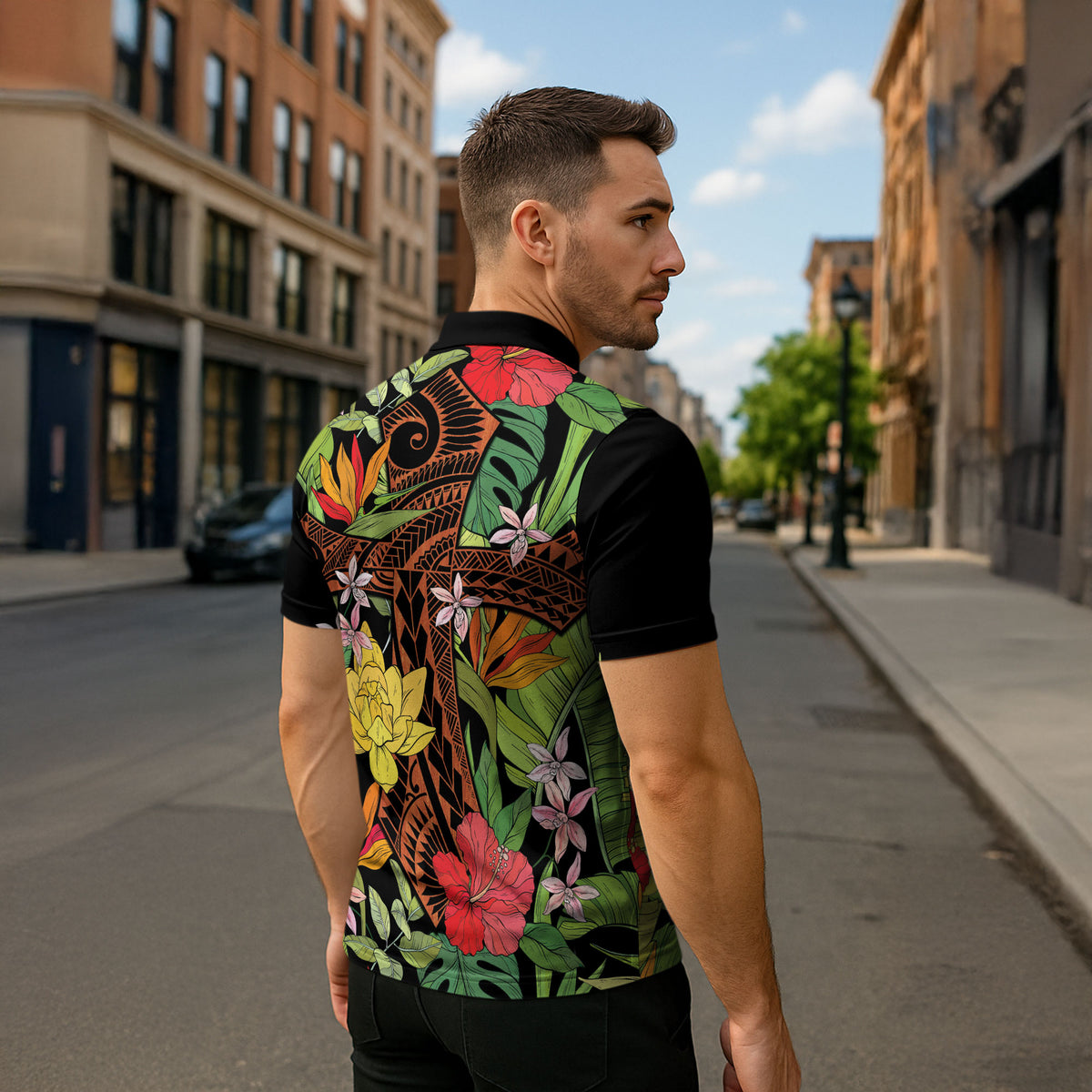 Mahalo Hawaii Ho'oponopono Pule Zipper Polo Shirt Polynesian Pattern Cross LT7 - Polynesian Pride