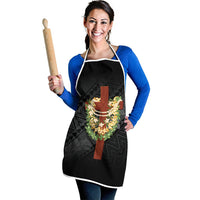 Hawaii ⁠Ka Pule a ka Haku Memorial Apron Flower Lei Cross - Black