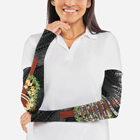 Hawaii Ka Pule a ka Haku Memorial Arm Sleeves Flower Lei Cross - Black LT7 - Polynesian Pride
