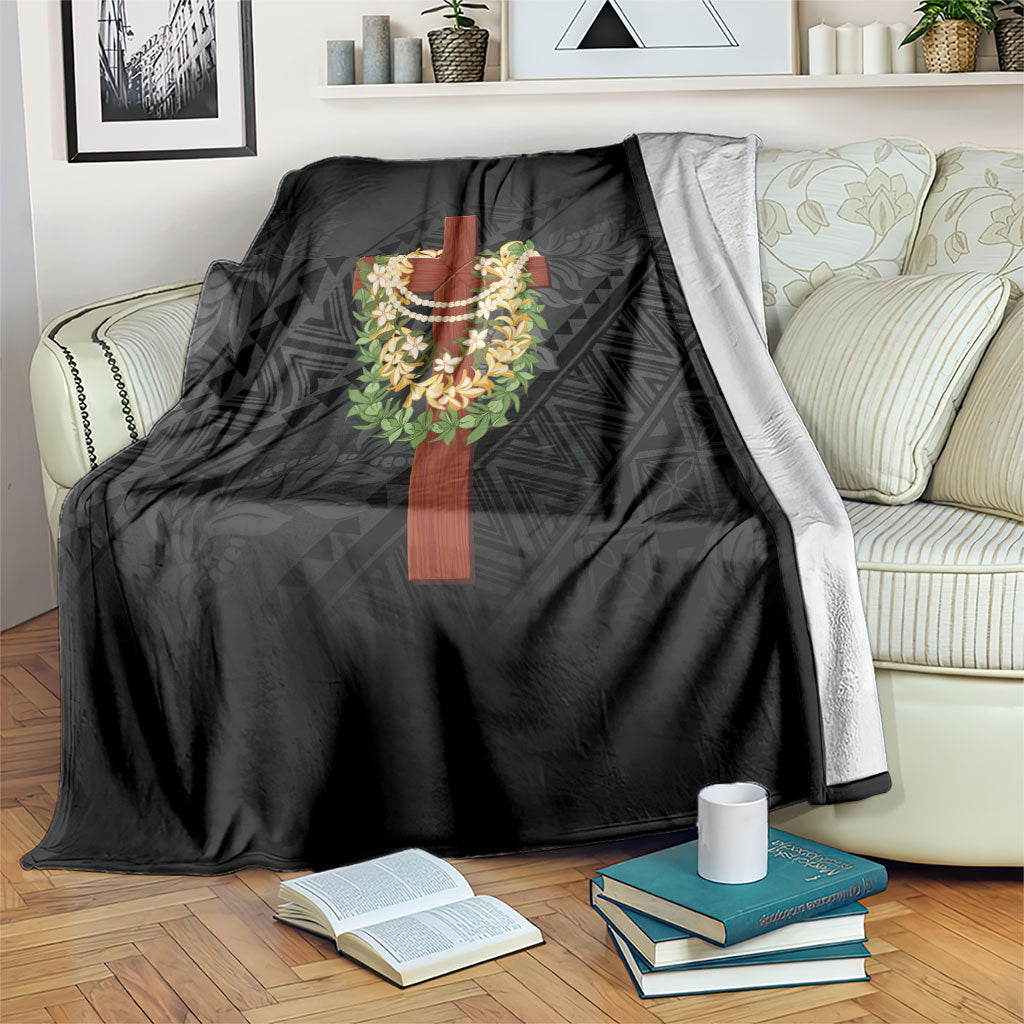 Hawaii Ka Pule a ka Haku Memorial Blanket Flower Lei Cross - Black LT7 Black - Polynesian Pride