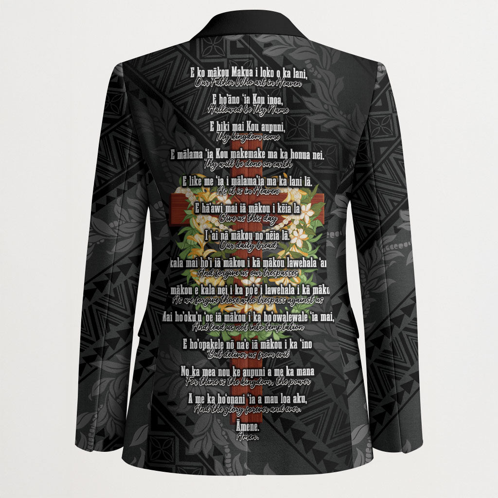 Hawaii ⁠Ka Pule a ka Haku Memorial Blazer Flower Lei Cross - Black