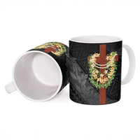 Hawaii Ka Pule a ka Haku Memorial Ceramic Mug Flower Lei Cross - Black LT7 - Polynesian Pride