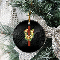 Hawaii ⁠Ka Pule a ka Haku Memorial Ceramic Ornament Flower Lei Cross - Black