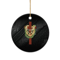 Hawaii ⁠Ka Pule a ka Haku Memorial Ceramic Ornament Flower Lei Cross - Black