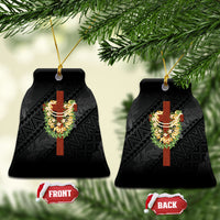 Hawaii ⁠Ka Pule a ka Haku Memorial Ceramic Ornament Flower Lei Cross - Black