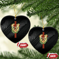 Hawaii ⁠Ka Pule a ka Haku Memorial Ceramic Ornament Flower Lei Cross - Black