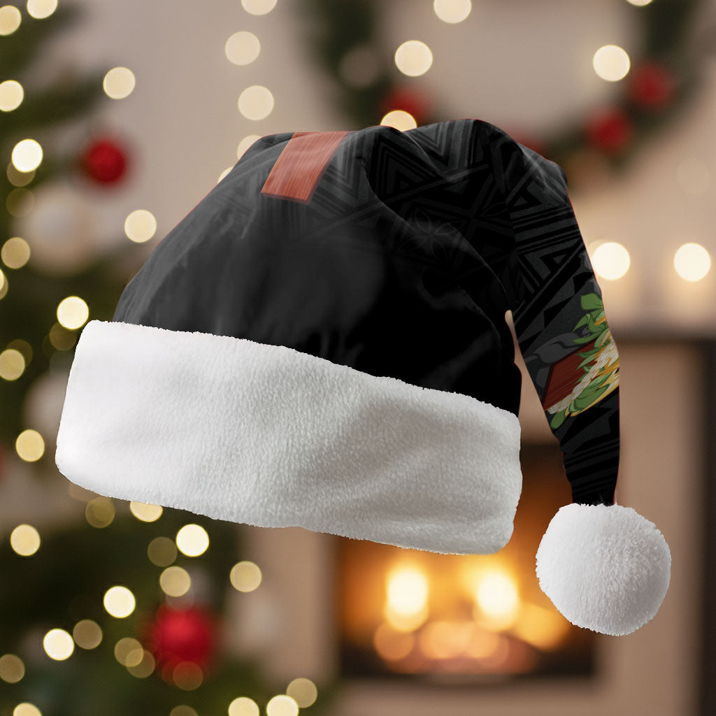 Hawaii ⁠Ka Pule a ka Haku Memorial Christmas Santa Hat Flower Lei Cross - Black