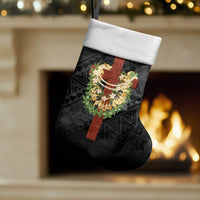 Hawaii ⁠Ka Pule a ka Haku Memorial Christmas Stocking Flower Lei Cross - Black