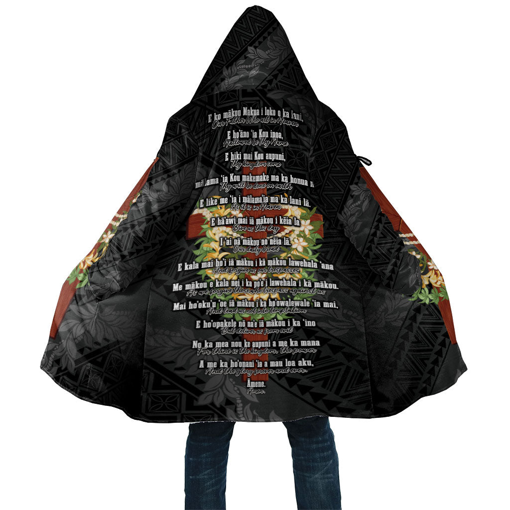 Hawaii Ka Pule a ka Haku Memorial Cloak Flower Lei Cross - Black LT7 Unisex Black - Polynesian Pride