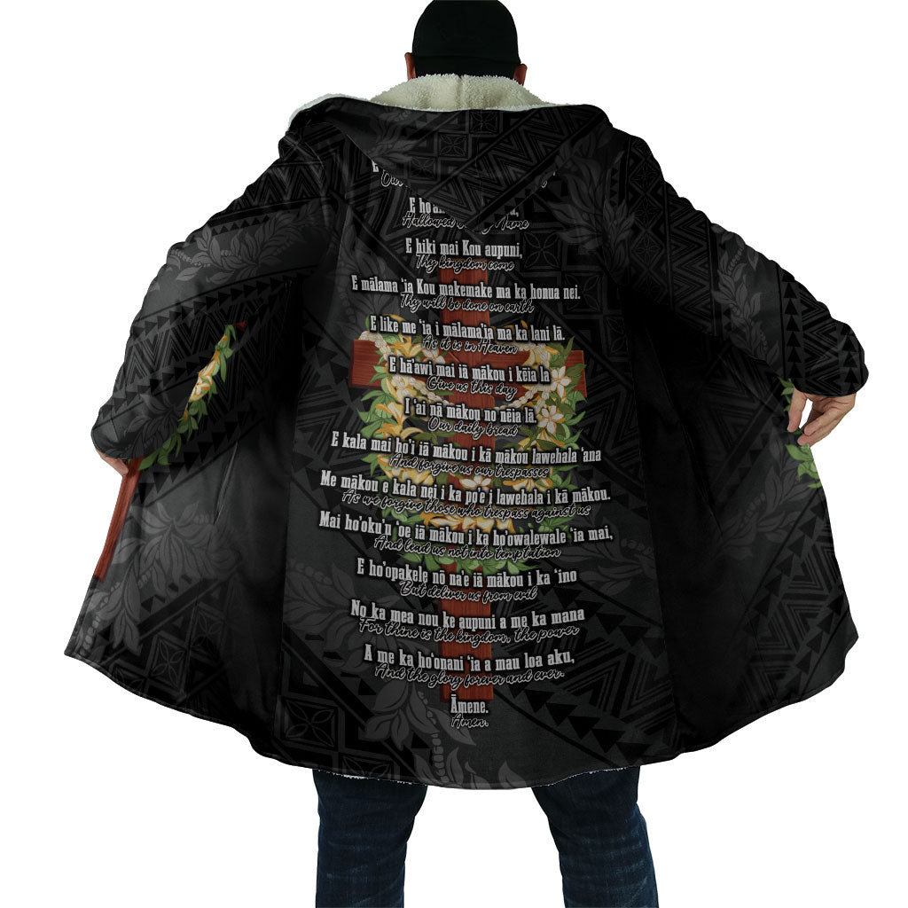 Hawaii Ka Pule a ka Haku Memorial Cloak Flower Lei Cross - Black LT7 - Polynesian Pride