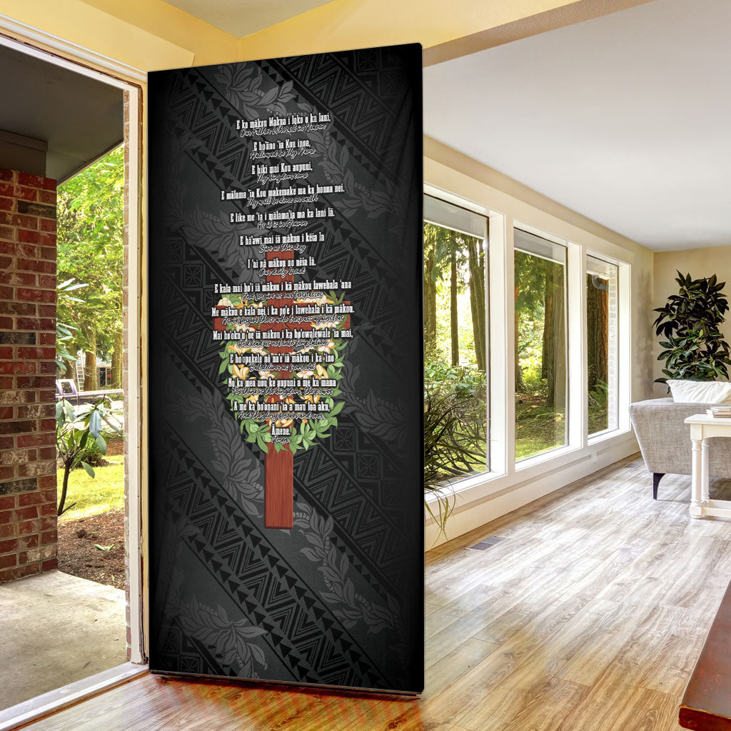 Hawaii Ka Pule a ka Haku Memorial Door Cover Flower Lei Cross - Black LT7 - Polynesian Pride