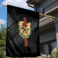Hawaii Ka Pule a ka Haku Memorial Garden Flag Flower Lei Cross - Black LT7 - Polynesian Pride