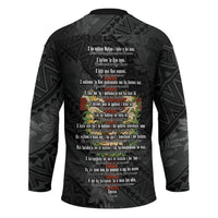 Hawaii Ka Pule a ka Haku Memorial Hockey Jersey Flower Lei Cross - Black LT7 - Polynesian Pride