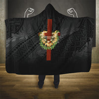Hawaii Ka Pule a ka Haku Memorial Hooded Blanket Flower Lei Cross - Black LT7 - Polynesian Pride