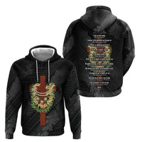 Hawaii Ka Pule a ka Haku Memorial Hoodie Flower Lei Cross - Black LT7 - Polynesian Pride
