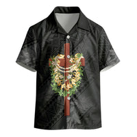 Hawaii Ka Pule a ka Haku Memorial Kid Hawaiian Shirt Flower Lei Cross - Black LT7 - Polynesian Pride