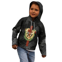 Hawaii Ka Pule a ka Haku Memorial Kid Hoodie Flower Lei Cross - Black LT7 - Polynesian Pride