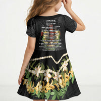 Hawaii Ka Pule a ka Haku Memorial Kid Short Sleeve Dress Flower Lei Cross - Black LT7 - Polynesian Pride