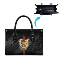 Hawaii ⁠Ka Pule a ka Haku Memorial Leather Bag Flower Lei Cross - Black